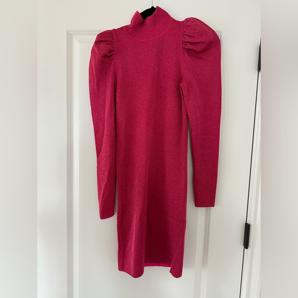 NWT Alice + Olivia pink glitter long sleeve dress